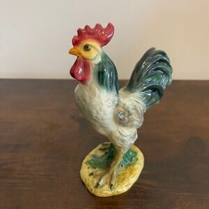 Italian Pottery Majolica Rooster Figurine 6"
